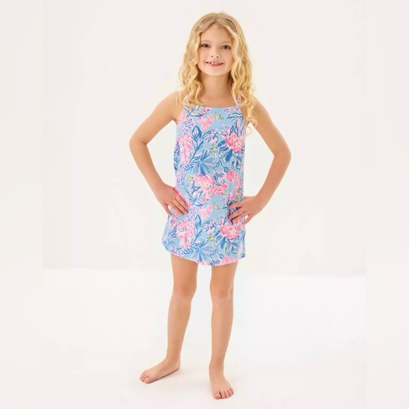 NWT Lilly Pulitzer Girls Mini Kyleigh Dress - Multi Elephant Splash - Picture 1 of 9